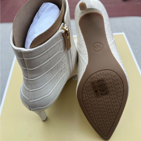 Michael Kors Ivory Croc-Embossed Booties - Picture 9 of 10